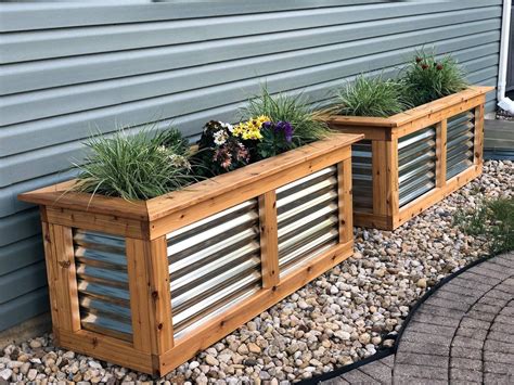 diy metal flower boxes|outside planter box ideas.